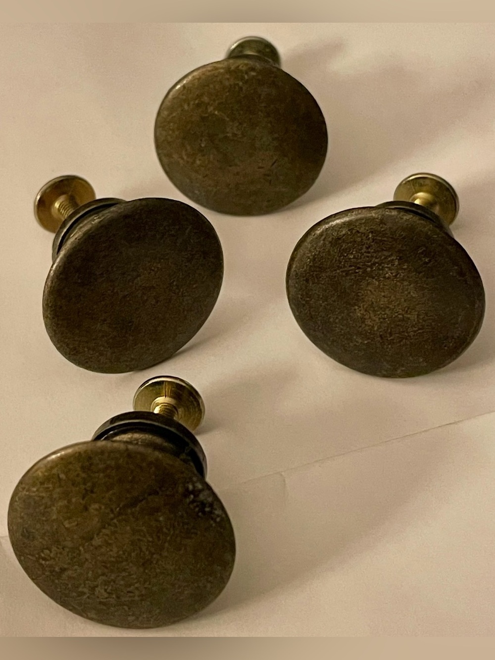 Set of 4 Rustic Bronze Cabinet Knobs / Drawer Pulls – Screws Included